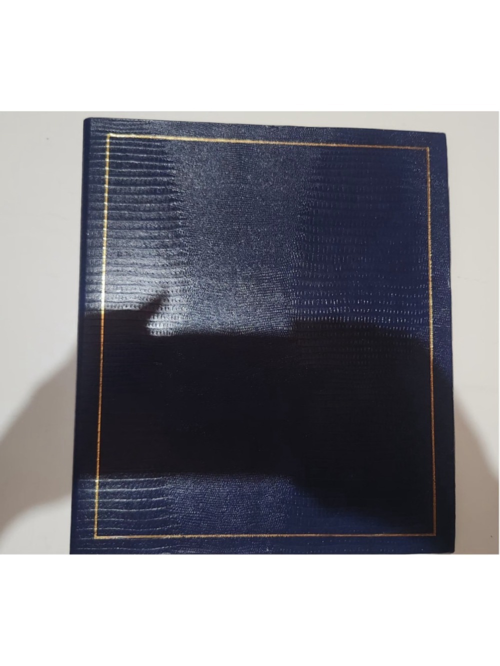 Vintage Navy Blue 3 Ring Photo Album 8x10 Pages Gold Trim New Unused